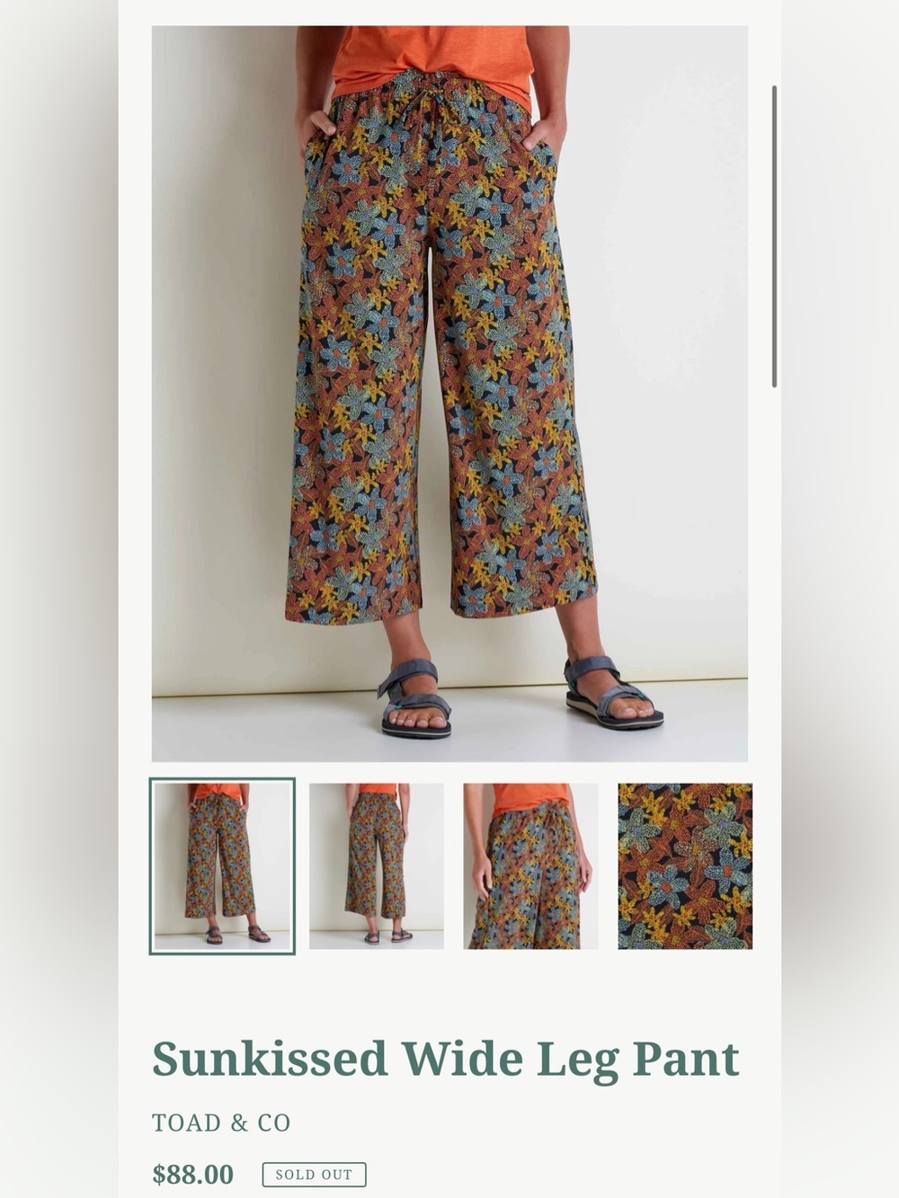 Toad&Co Multicolor Floral Wide-Leg pants